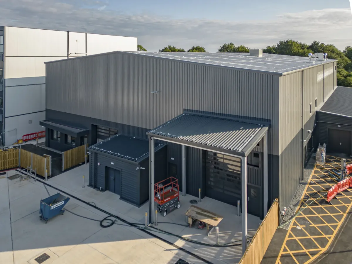 Steel-framed battery test facility building and plant area, Gaydon