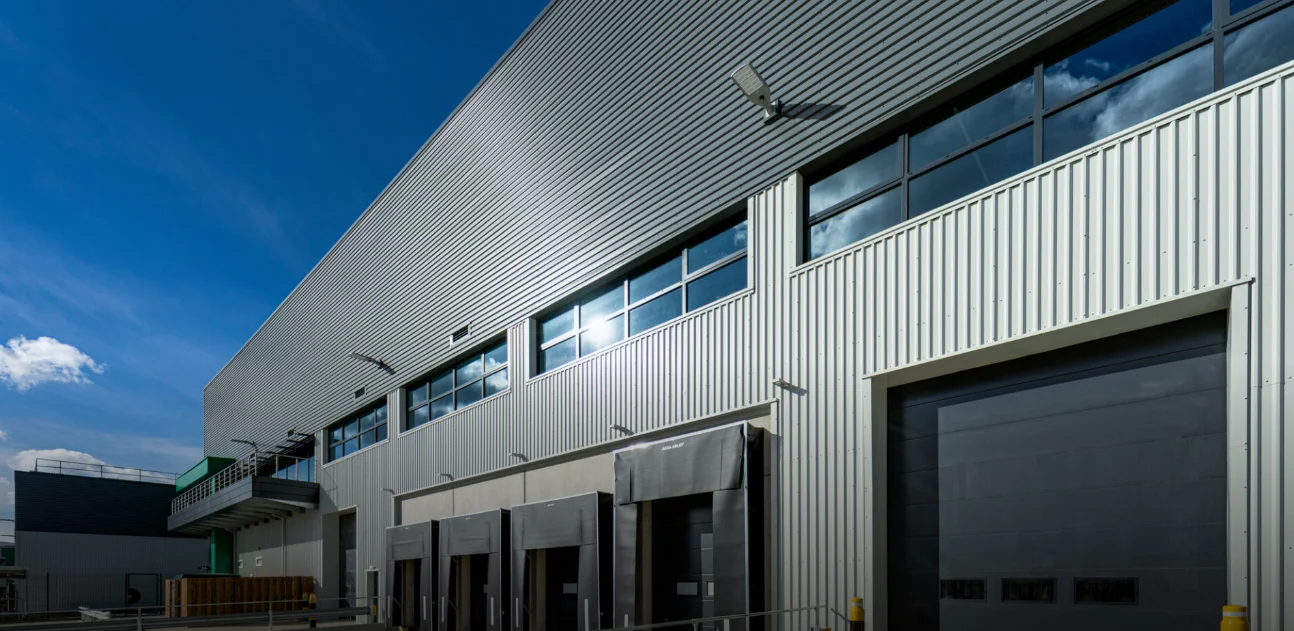 Greenlight Milton Keynes industrial unit, loading doors and yard elevation